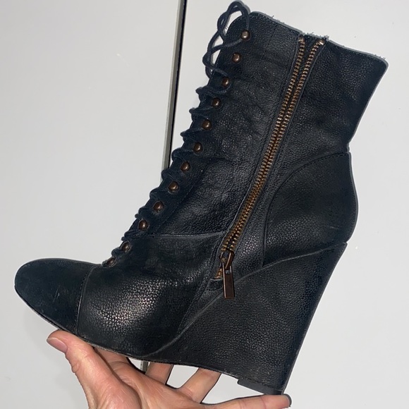 Joie Break On Through Lace-up Wedge Boots - Picture 8 of 12